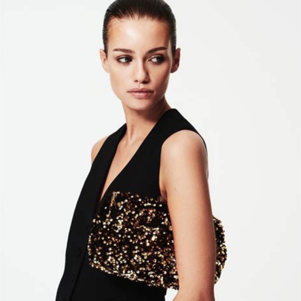 Reiss Mayfair Sequin Boxy Frame Clutch